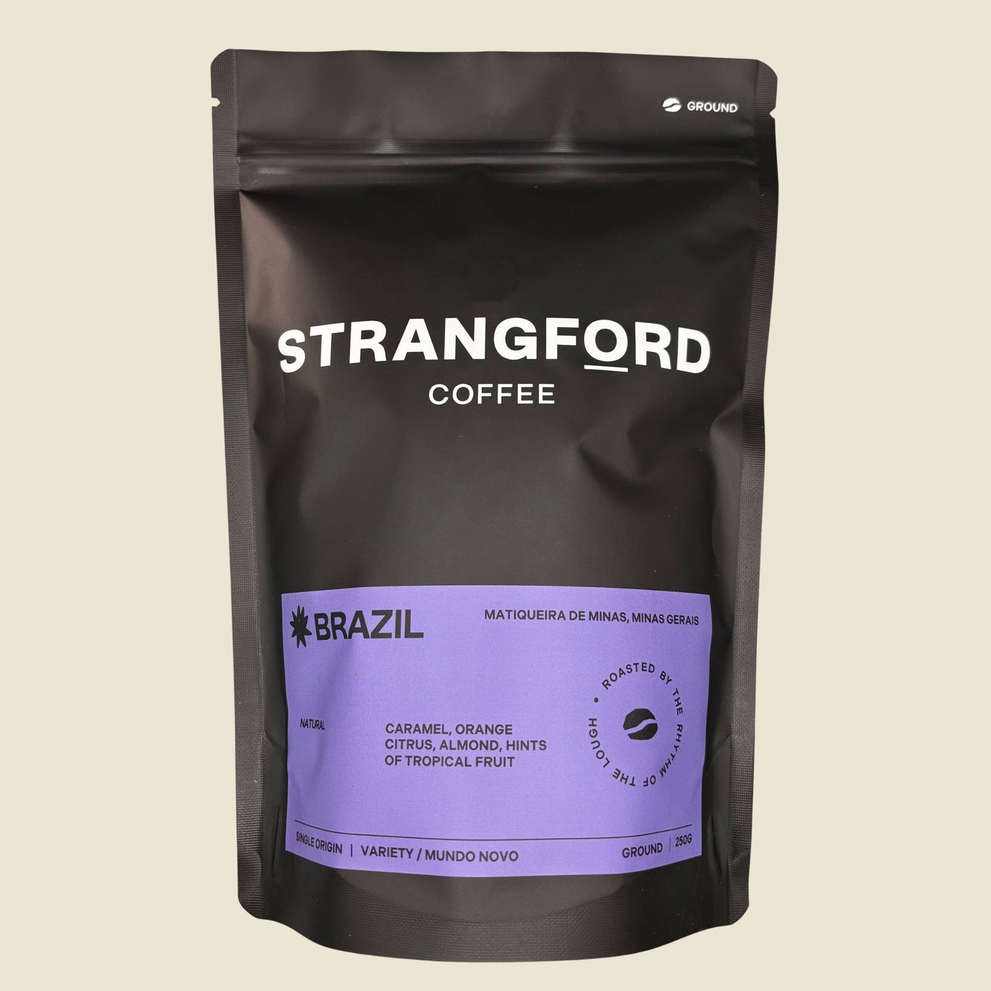 Strangford Coffee Brazil Santa Maria — roast notes label close-up