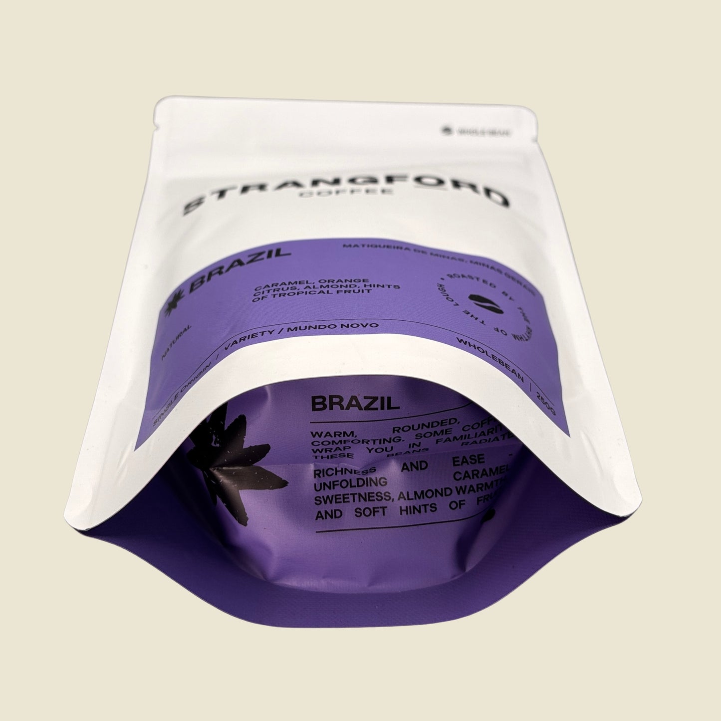 Strangford Coffee Brazil Santa Maria — bag side detail